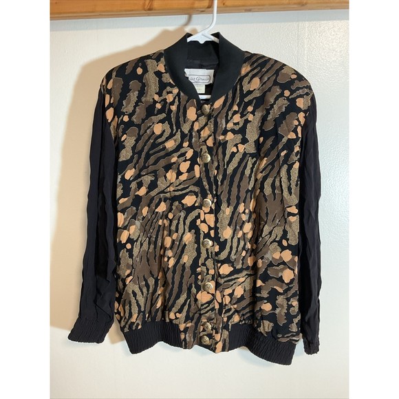 Saint Germain Paris Women’s S Bomber Jacket Animal Print Vintage Art to Wear - Picture 1 of 10
